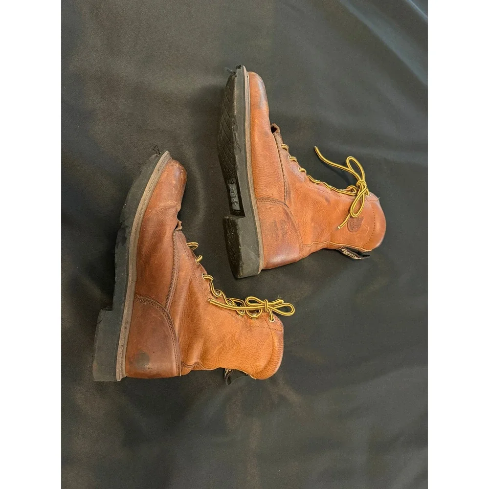 Georgia Boot Brown Leather Logger Work Boots Lace Up Kiltie Mens Vintage